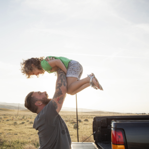 rural American family enjoying pristine land