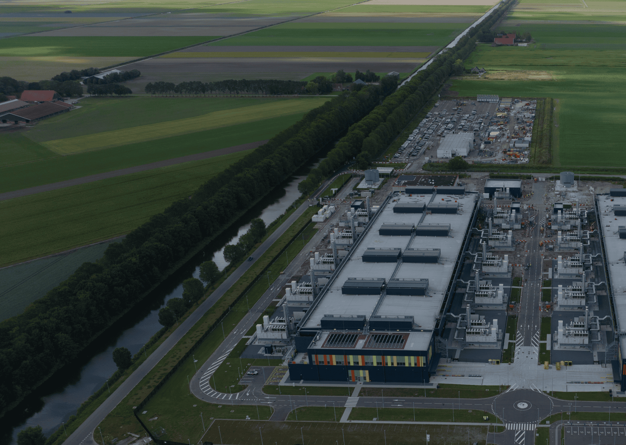 Aerial view of a data center campus.